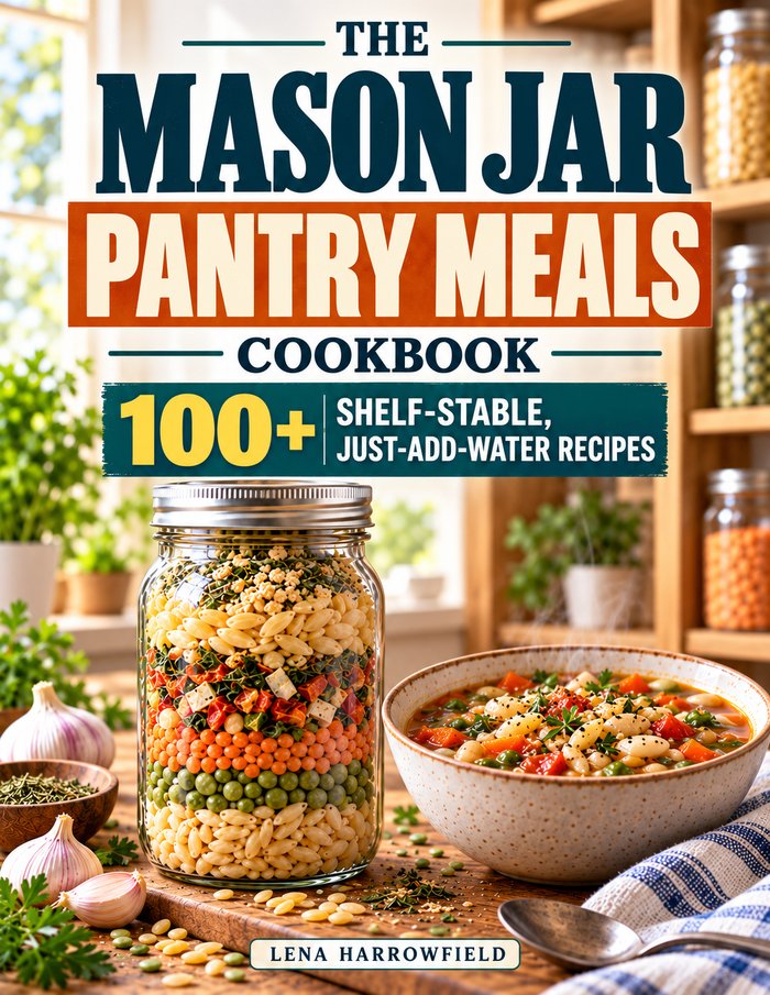 Cover of The Mason Jar Pantry Meals Cookbook by Lena Harrowfield